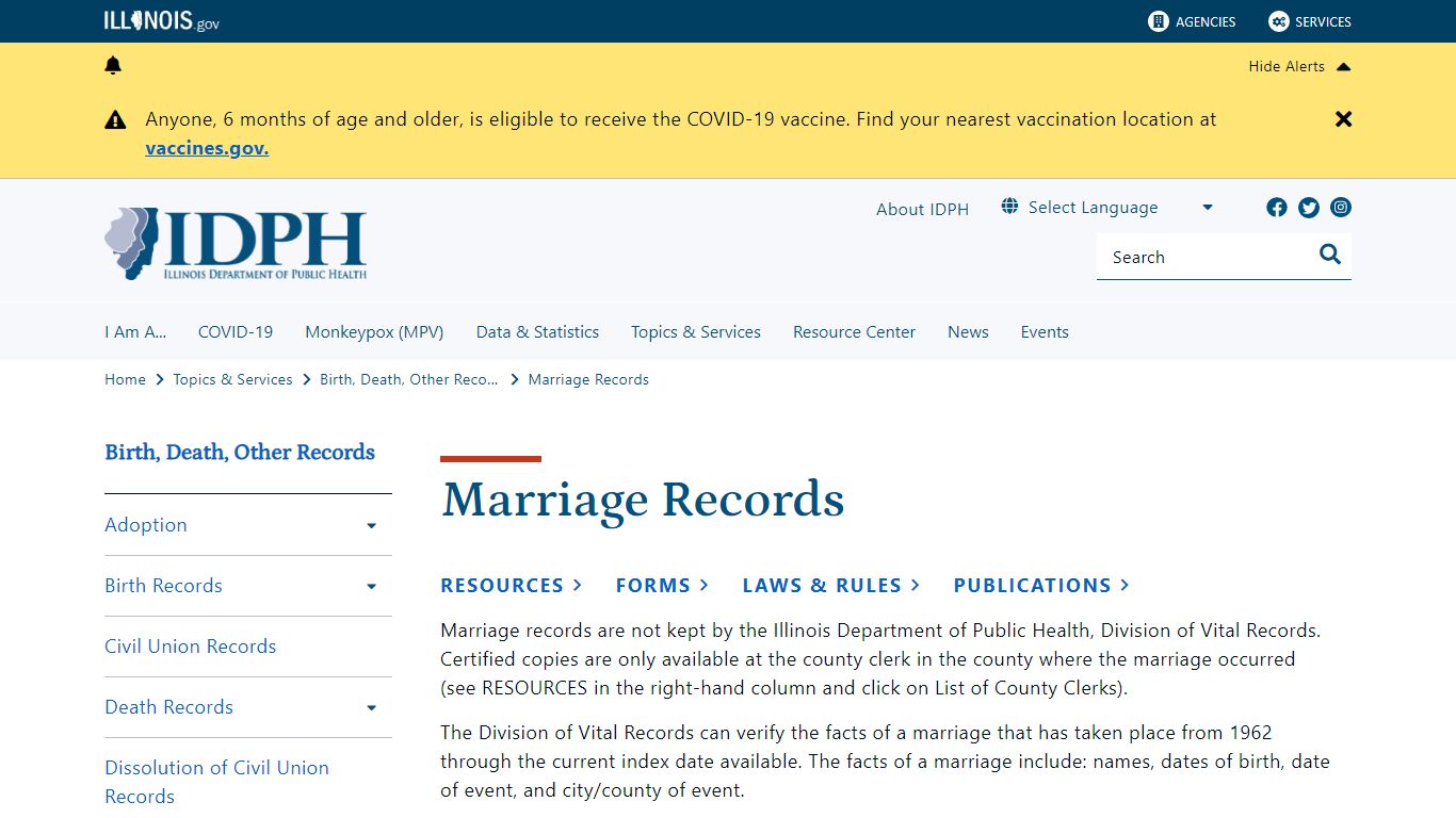 Marriage Records - Illinois